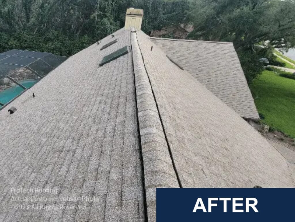 Beautiful new grey shingle roof replacement in Brooksville, FL by Protech Roofing.