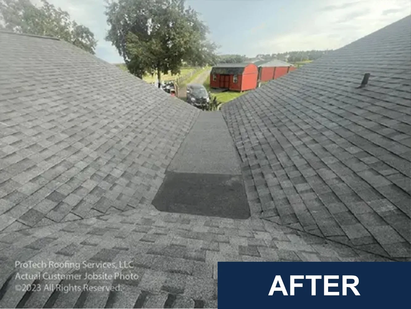 Professional roof valley repair and shingle replacement in Brooksville, FL by Protech Roofing.